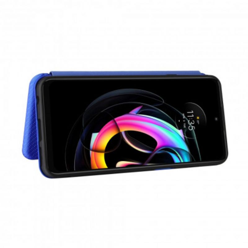 Folio-hoesje Voor Motorola Edge 20 Lite Gekleurde Carbon Silicone