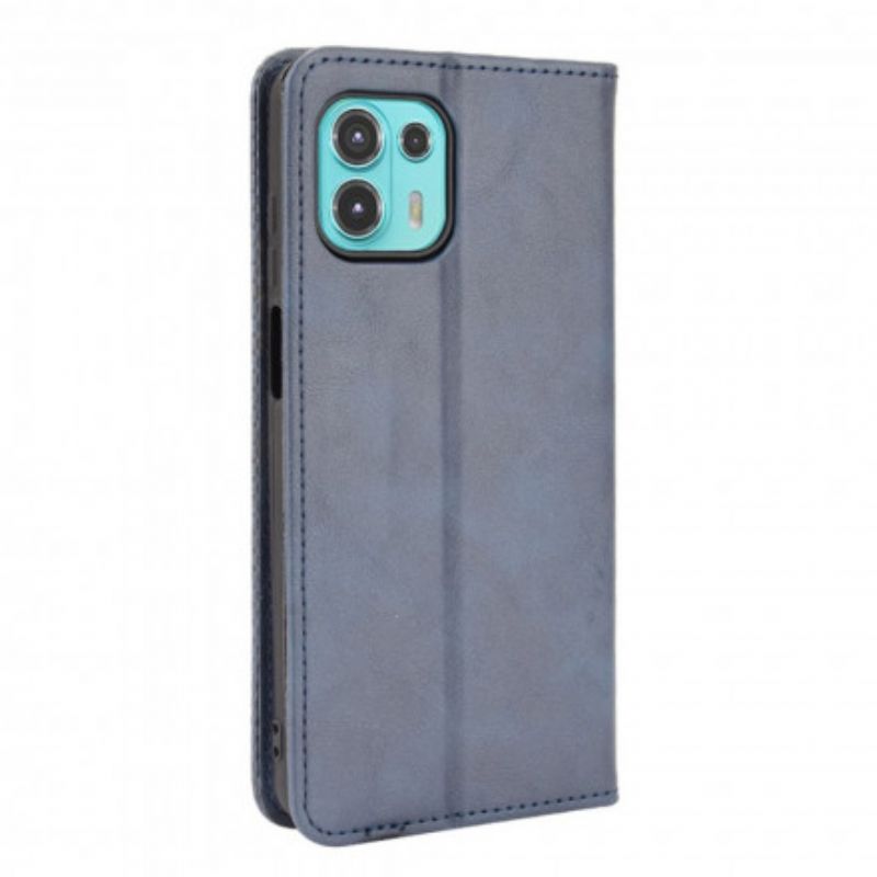 Folio-hoesje Voor Motorola Edge 20 Lite Gestileerd Vintage Leereffect