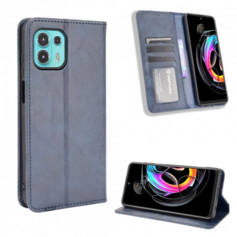 Folio-hoesje Voor Motorola Edge 20 Lite Gestileerd Vintage Leereffect