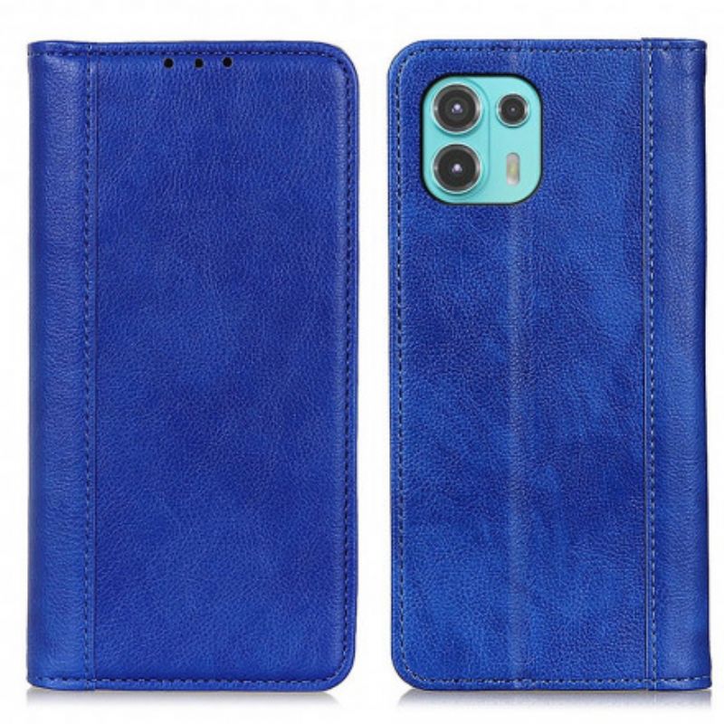 Folio-hoesje Voor Motorola Edge 20 Lite Litchi Splitlederen Versie