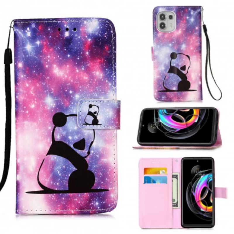 Leren Hoesje Motorola Edge 20 Lite Panda Galaxy Bescherming Hoesje