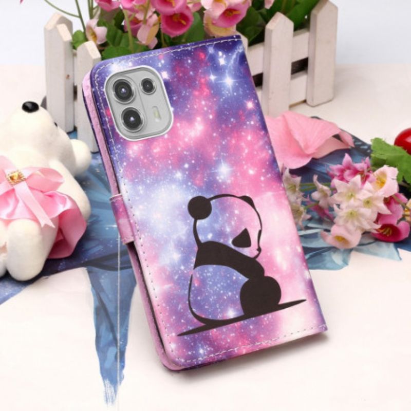 Leren Hoesje Motorola Edge 20 Lite Panda Galaxy Bescherming Hoesje