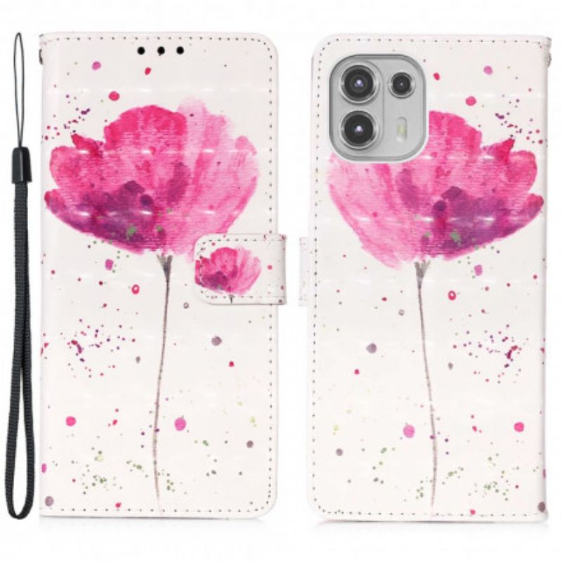 Leren Hoesje Motorola Edge 20 Lite Poppy Aquarel Bescherming Hoesje