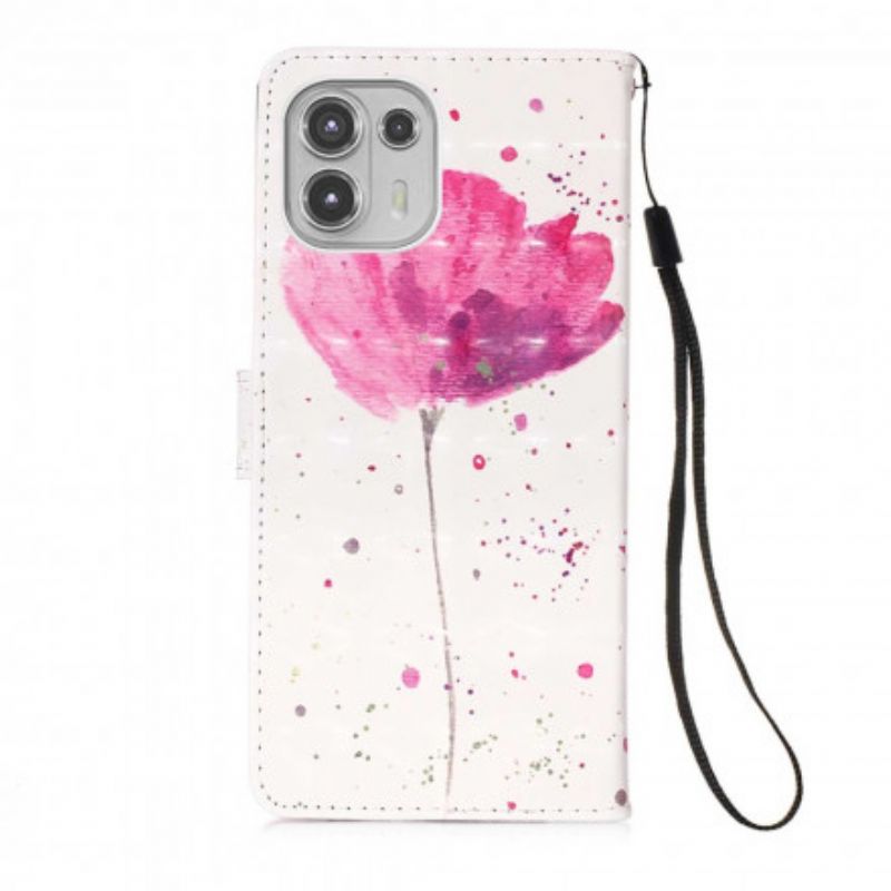 Leren Hoesje Motorola Edge 20 Lite Poppy Aquarel Bescherming Hoesje