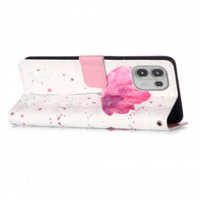 Leren Hoesje Motorola Edge 20 Lite Poppy Aquarel Bescherming Hoesje