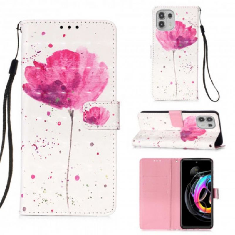 Leren Hoesje Motorola Edge 20 Lite Poppy Aquarel Bescherming Hoesje