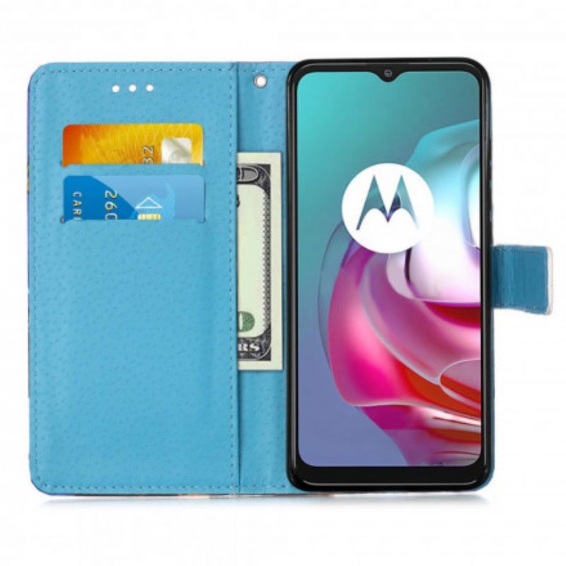 Bescherming Hoesje Moto G30 / G10 Eiffeltoren Vlinders Riem