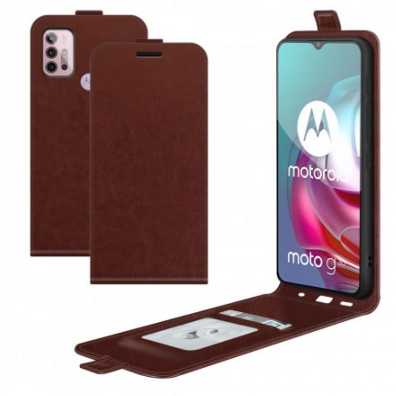 Bescherming Hoesje Moto G30 / G10 Verticale Klep Met Leereffect