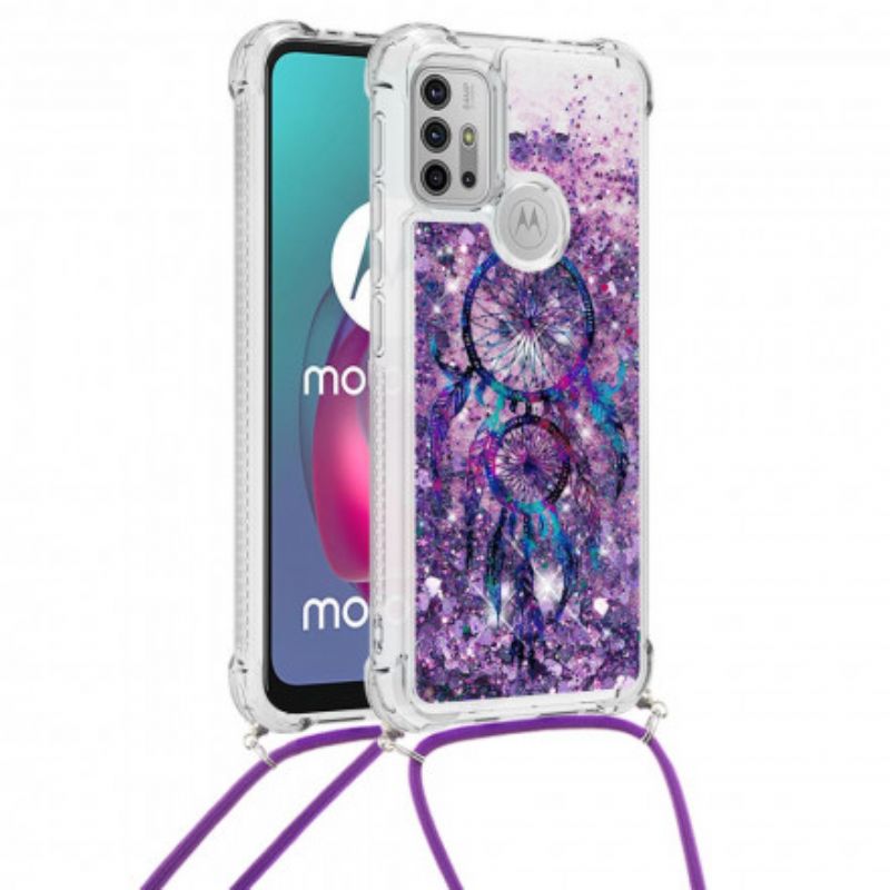 Case Hoesje Moto G30 / G10 Telefoonhoesje Dromenvanger Met Glitterkoord