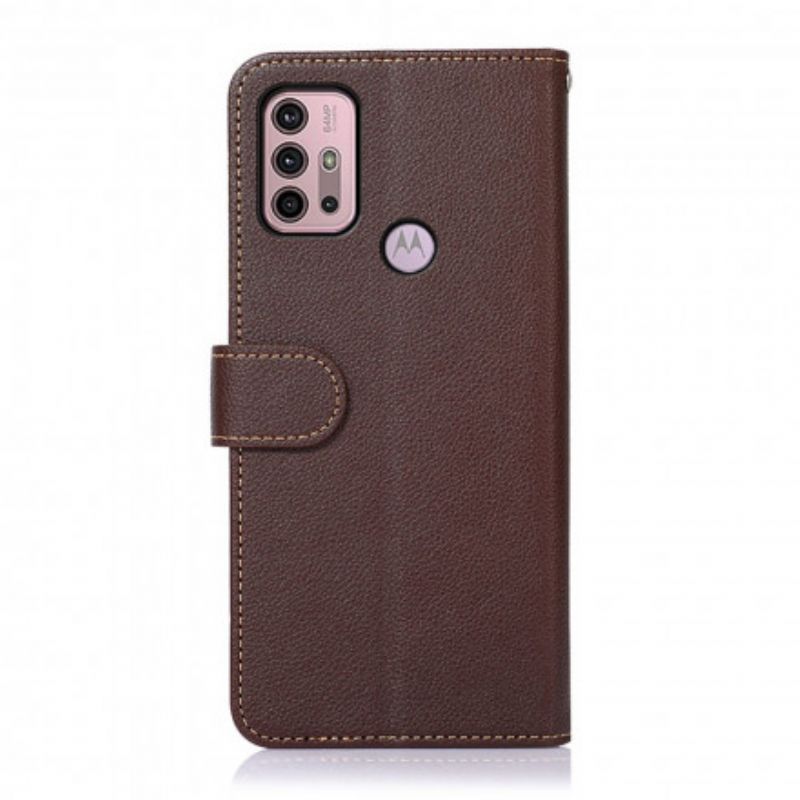 Flip Case Leren Moto G30 / G10 Lychee-stijl Rfid Khazneh