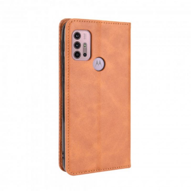 Folio-hoesje Moto G30 / G10 Gestileerd Vintage Leereffect Bescherming Hoesje