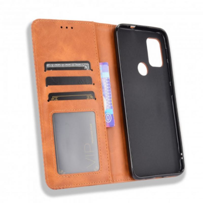 Folio-hoesje Moto G30 / G10 Gestileerd Vintage Leereffect Bescherming Hoesje