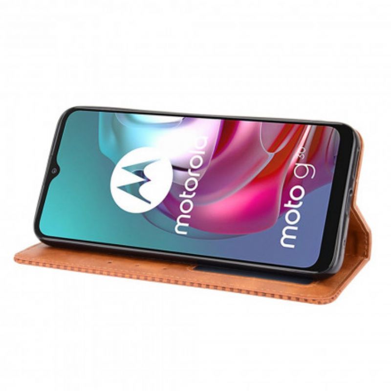 Folio-hoesje Moto G30 / G10 Gestileerd Vintage Leereffect Bescherming Hoesje