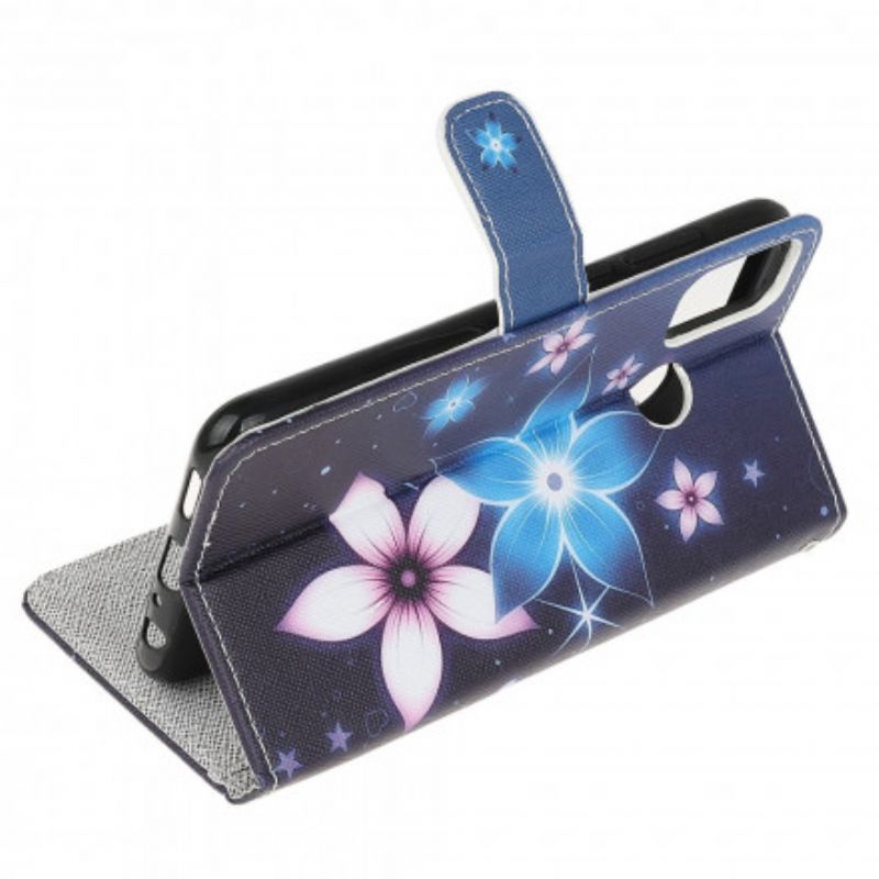 Folio-hoesje Moto G30 / G10 Maanbloemen Met Riem