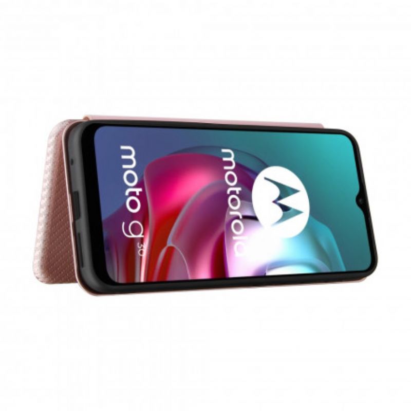 Folio-hoesje Voor Moto G30 / G10 Gekleurde Carbon Silicone