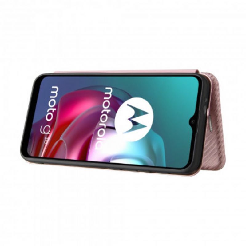 Folio-hoesje Voor Moto G30 / G10 Gekleurde Carbon Silicone