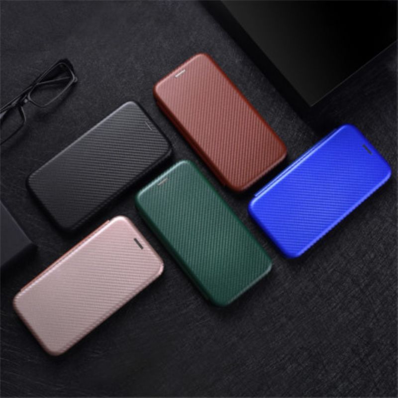 Folio-hoesje Voor Moto G30 / G10 Gekleurde Carbon Silicone