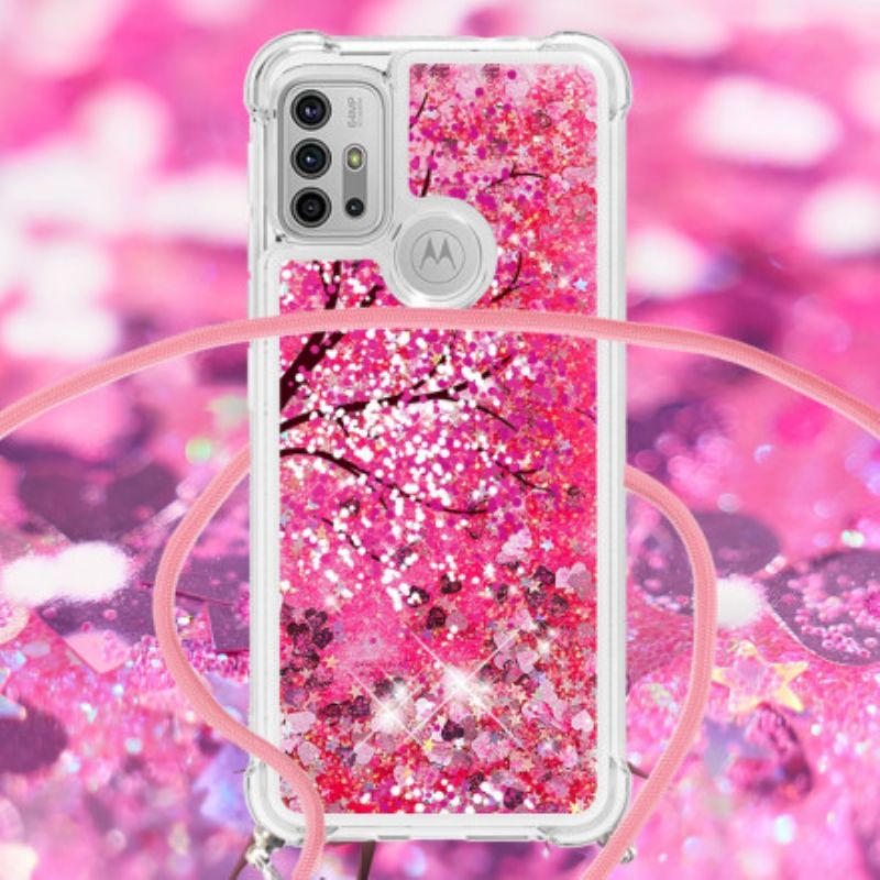 Hoesje Moto G30 / G10 Glitterboom Met Snoer