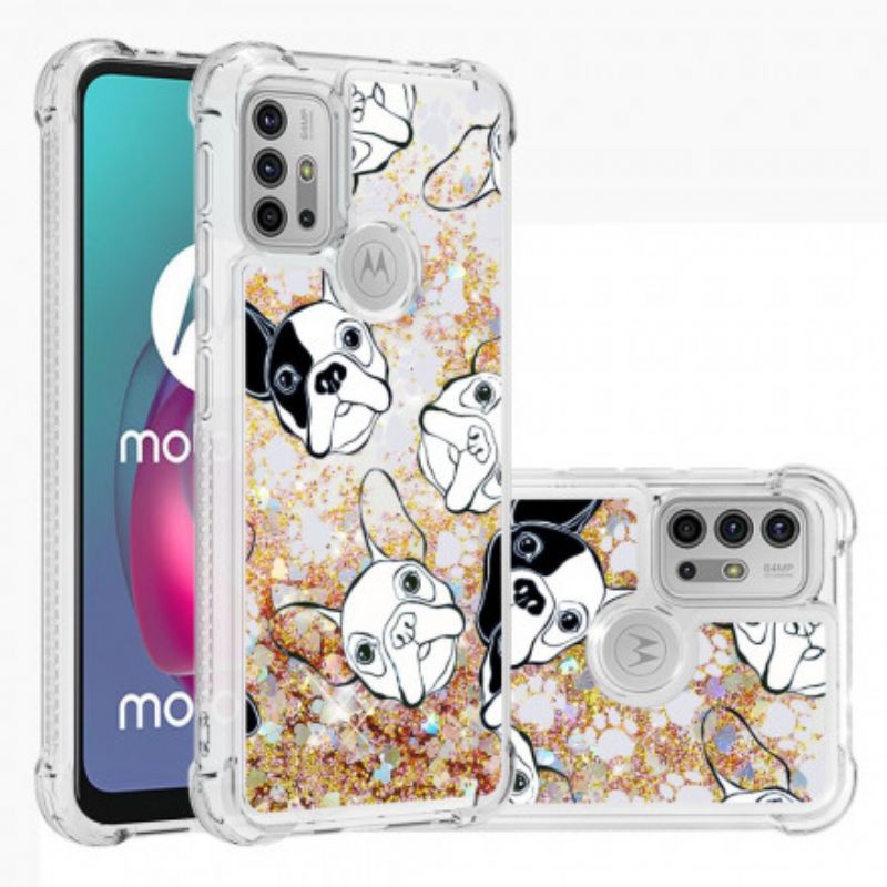 Hoesje Moto G30 / G10 Meneer Hond Pailletten Bescherming Hoesje