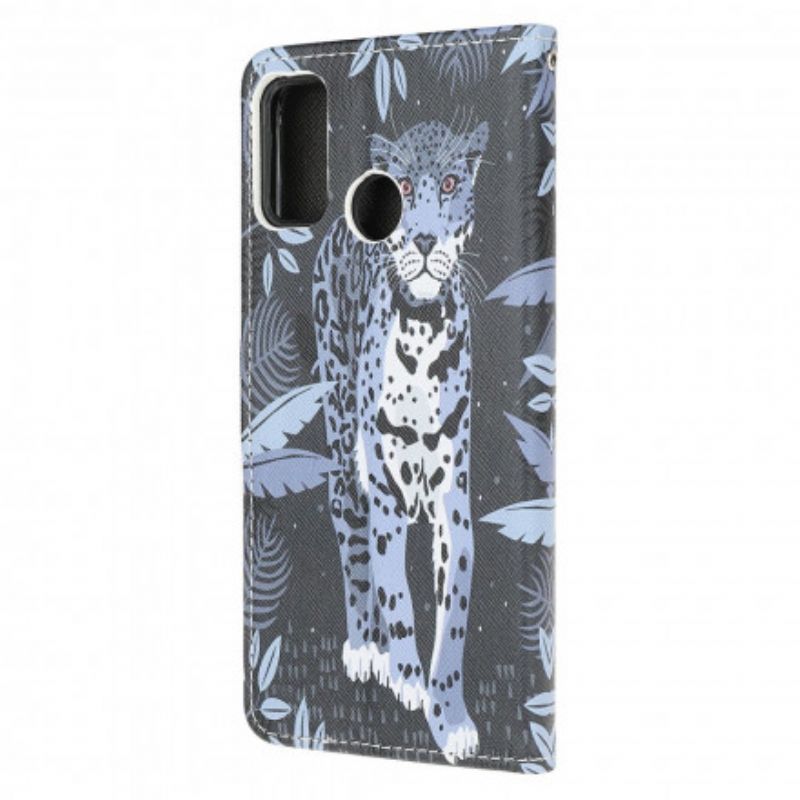 Leren Hoesje Moto G30 / G10 Leopard Strappy Bescherming Hoesje