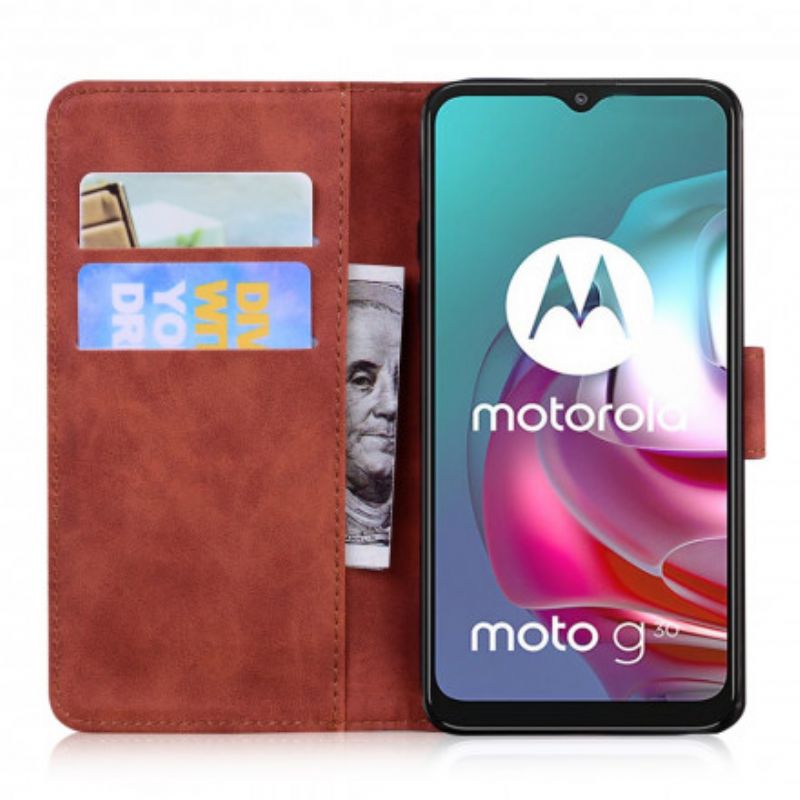 Leren Hoesje Moto G30 / G10 Tijger Gezicht Afdrukken