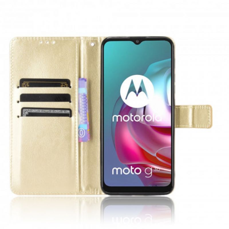 Leren Hoesje Voor Moto G30 / G10 Flitsend Kunstleer