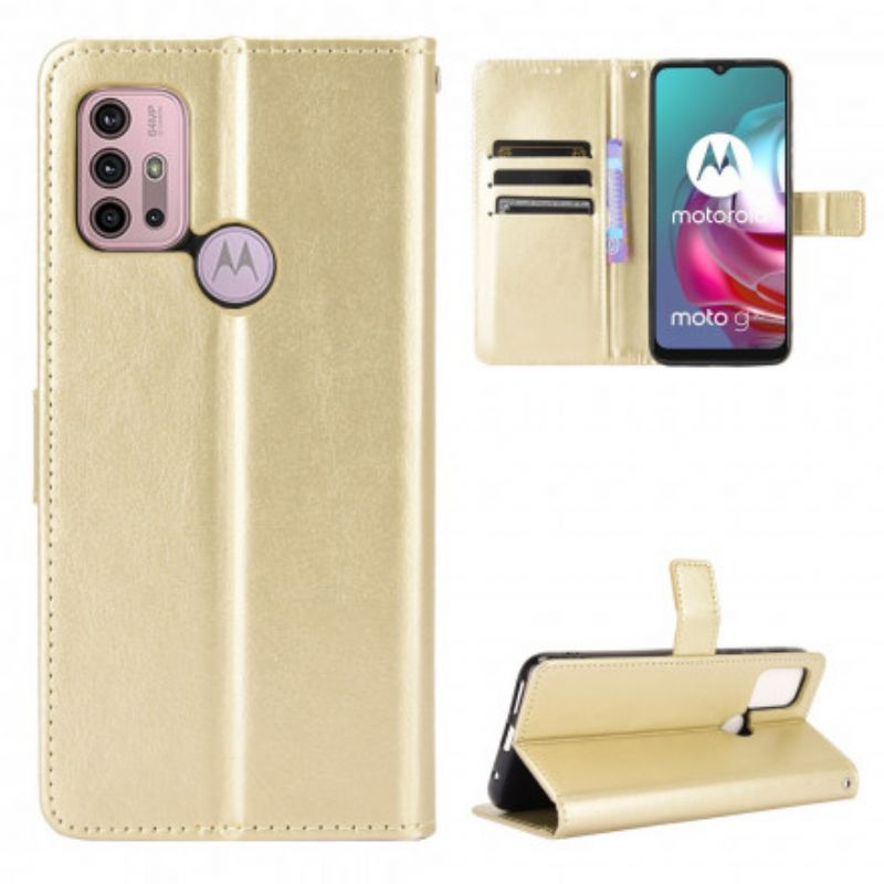 Leren Hoesje Voor Moto G30 / G10 Flitsend Kunstleer