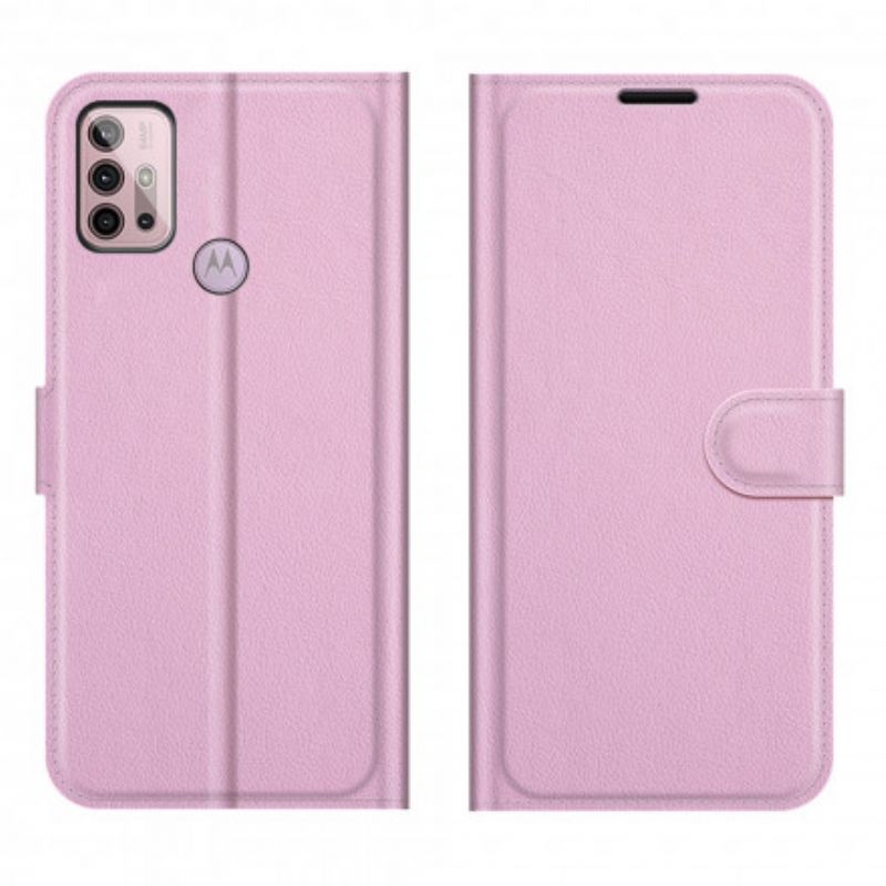 Leren Hoesje Voor Moto G30 / G10 Klassiek Litchi-effect