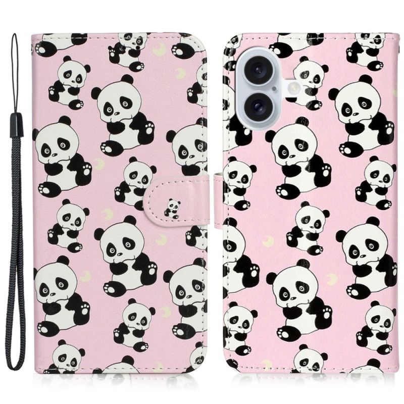 Bescherming Hoesje iPhone 16 Lanyard Panda's