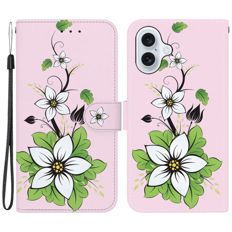 Bescherming Hoesje iPhone 16 Lelie Met Riempje