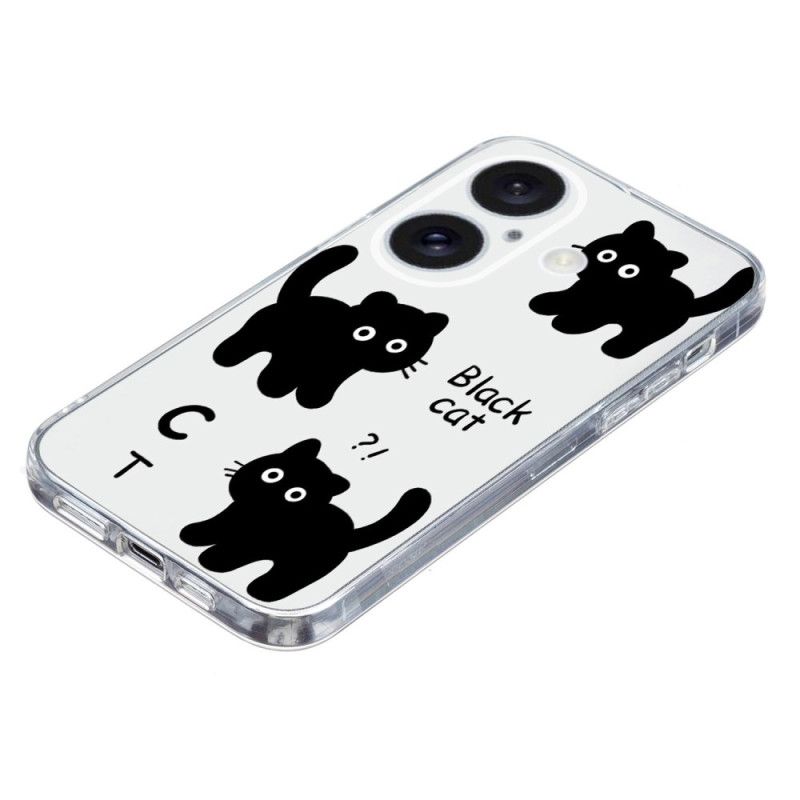 Cover Hoesje iPhone 16 Telefoonhoesje Transparante Rand Zwarte Katten