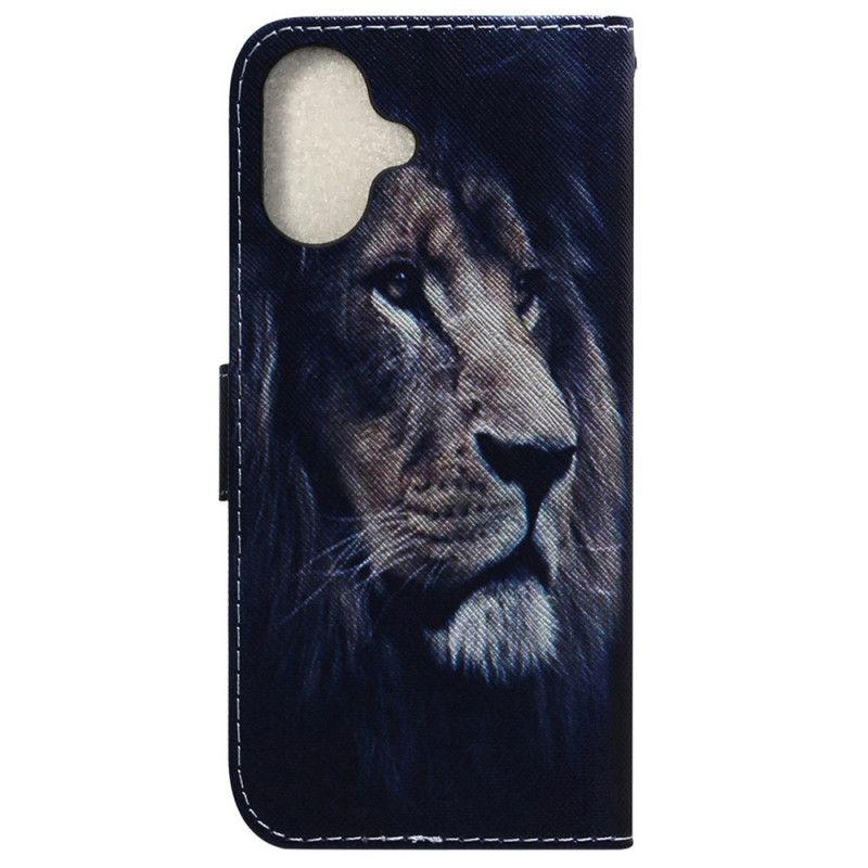 Flip Case Leren iPhone 16 Dromende Leeuw