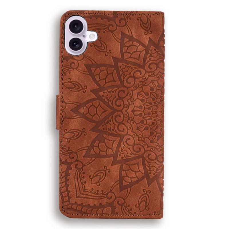 Flip Case Leren iPhone 16 Mandala Suède-effect