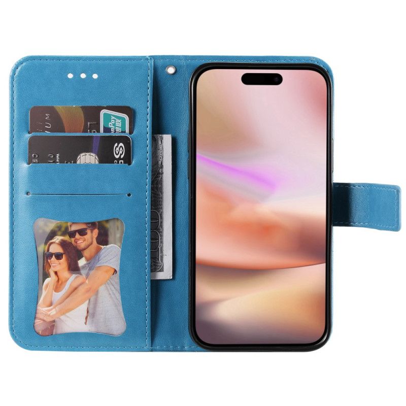 Flip Case Leren iPhone 16 Mandalaprint Met Riempje