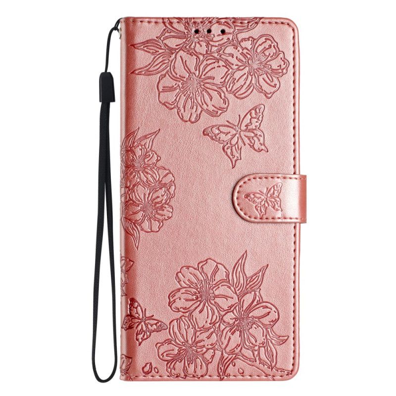 Flip Case Leren iPhone 16 Patroon Met Vlinders En Bloemen