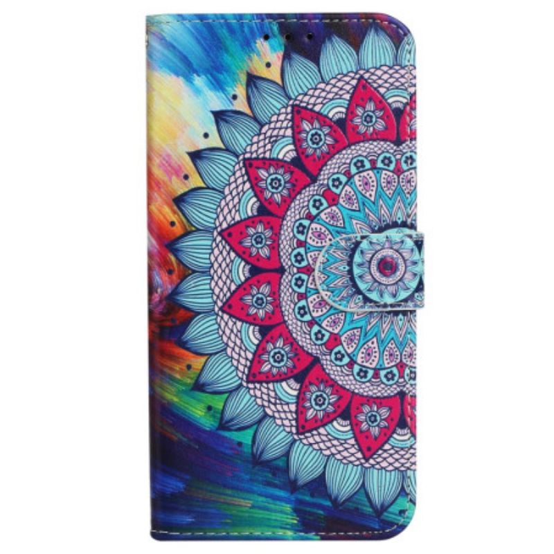 Folio-hoesje iPhone 16 Fantastische Mandala Met Riempje