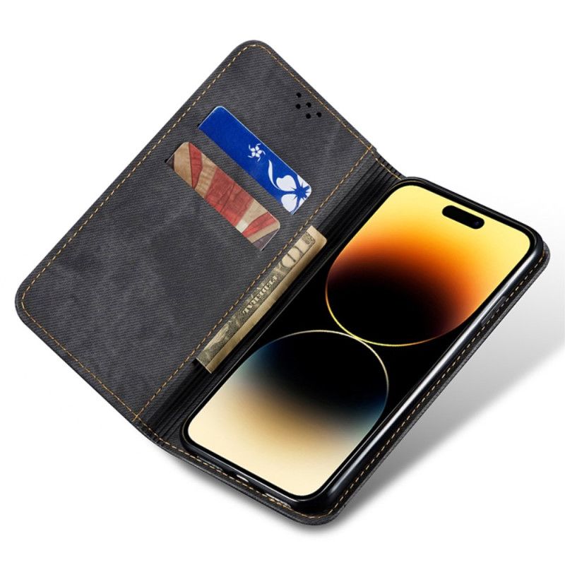 Folio-hoesje iPhone 16 Jeansstof