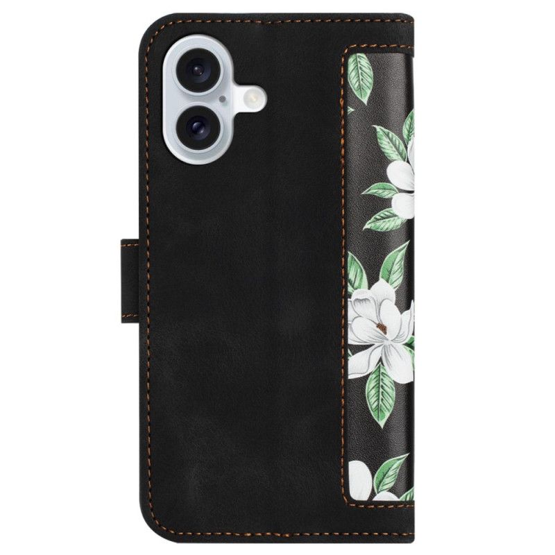 Folio-hoesje iPhone 16 Telefoonhoesje Portemonnee Met Bloemmotief En Riem