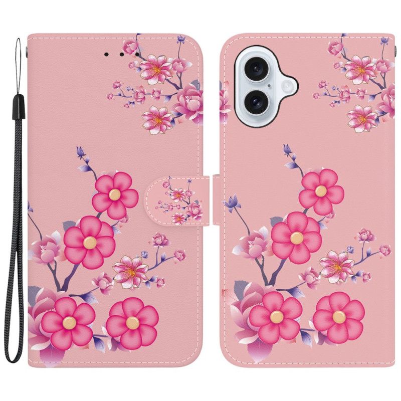 Folio-hoesje iPhone 16 Telefoonhoesje Sakura-band