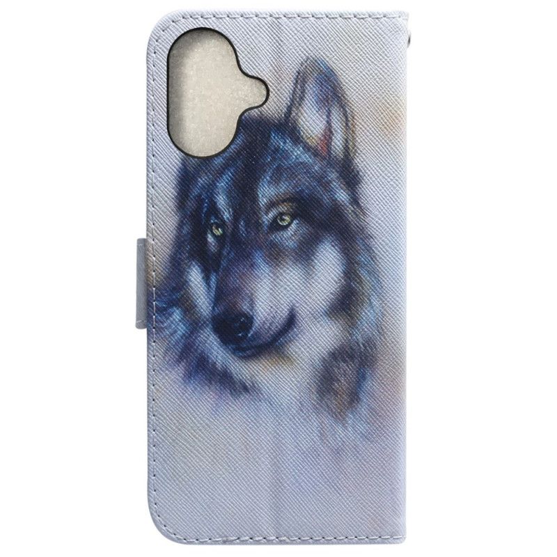 Folio-hoesje iPhone 16 Telefoonhoesje Waterverfwolf