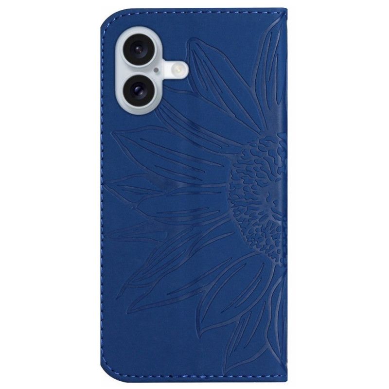 Folio-hoesje iPhone 16 Telefoonhoesje Zonnebloemprint Met Schouderband