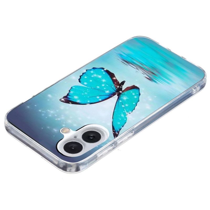 Hoesje Voor iPhone 16 Blauwe Vlinder