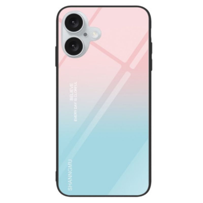 Hoesje Voor iPhone 16 Gradiënt Gehard Glas Roze Blauw