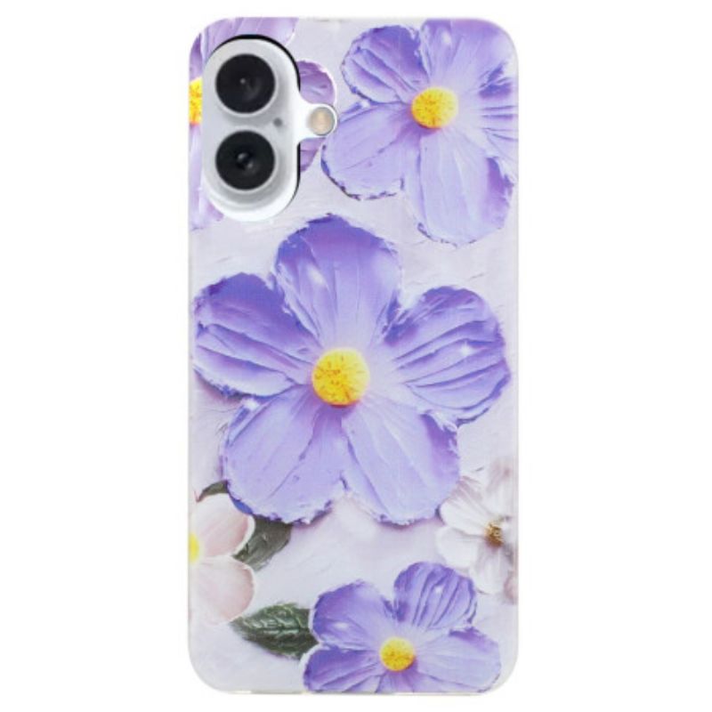 Hoesje Voor iPhone 16 Paarse Bloemen