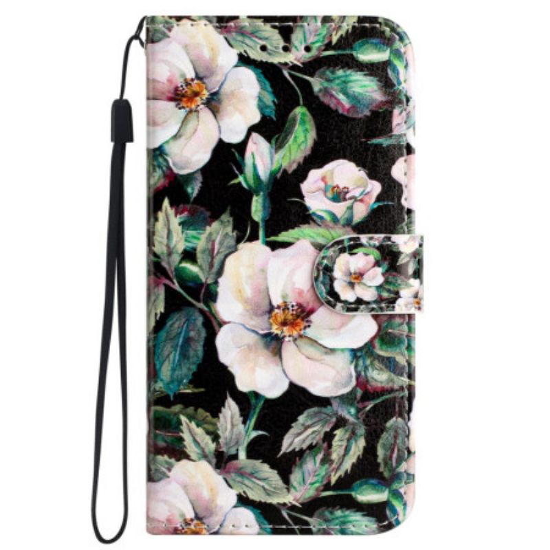 Leren Hoesje iPhone 16 Band Magnolia's Bescherming Hoesje