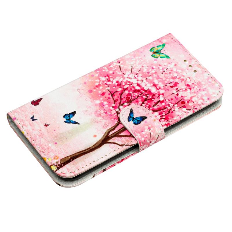 Leren Hoesje iPhone 16 Kersenbloesemboom Met Riem Bescherming Hoesje