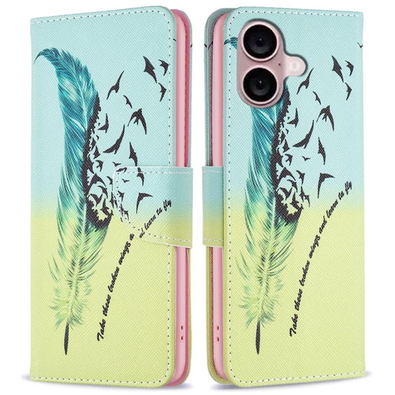 Leren Hoesje iPhone 16 Veren En Vogels