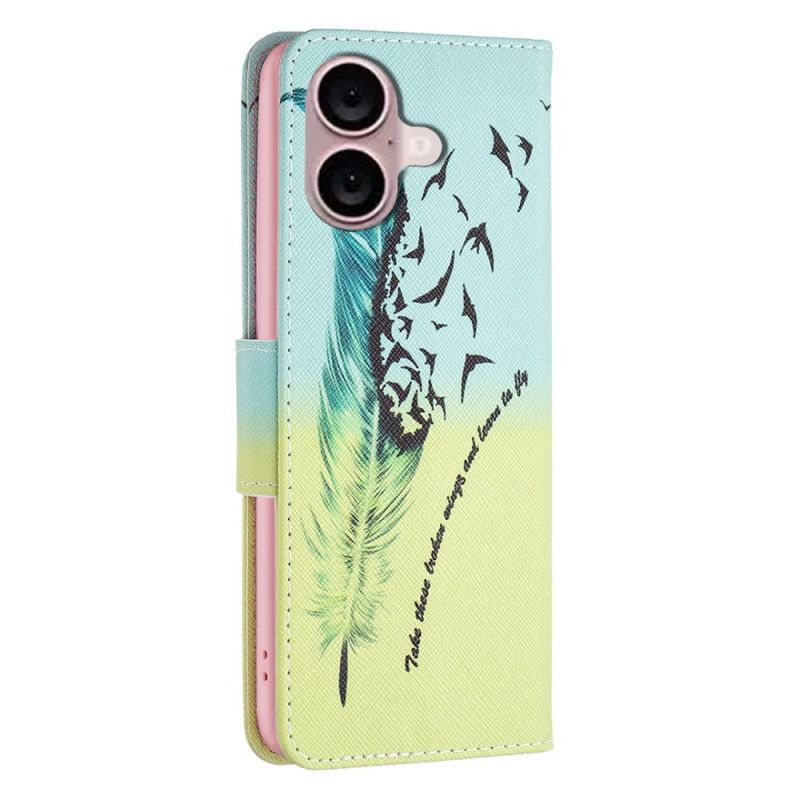 Leren Hoesje iPhone 16 Veren En Vogels