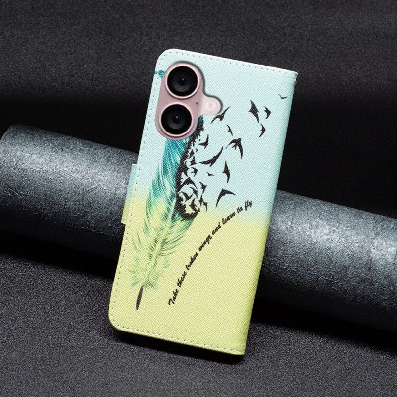 Leren Hoesje iPhone 16 Veren En Vogels