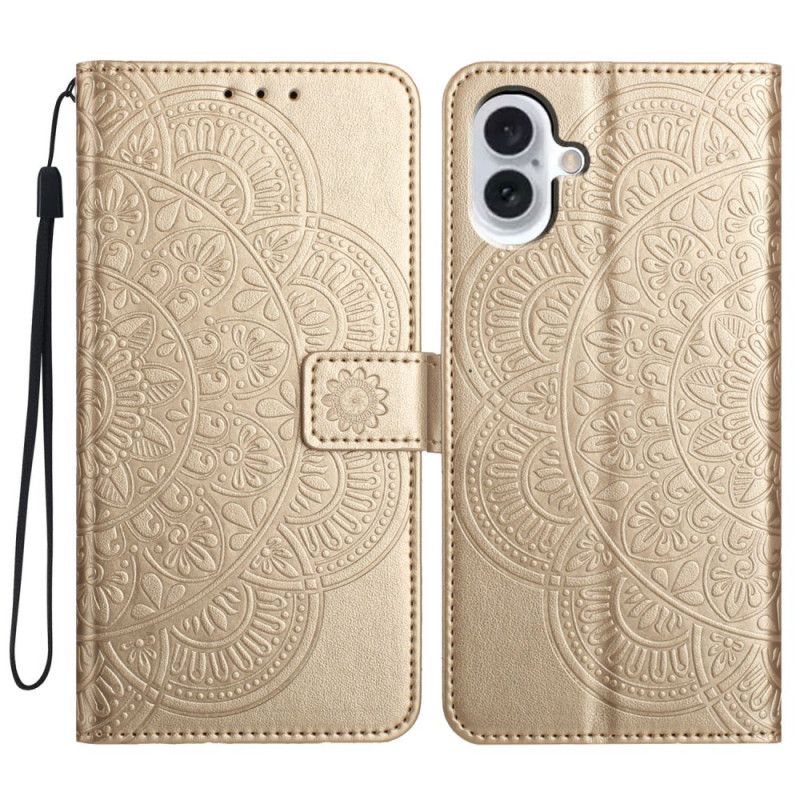 Leren Hoesje Voor iPhone 16 Mandala-riempatroon